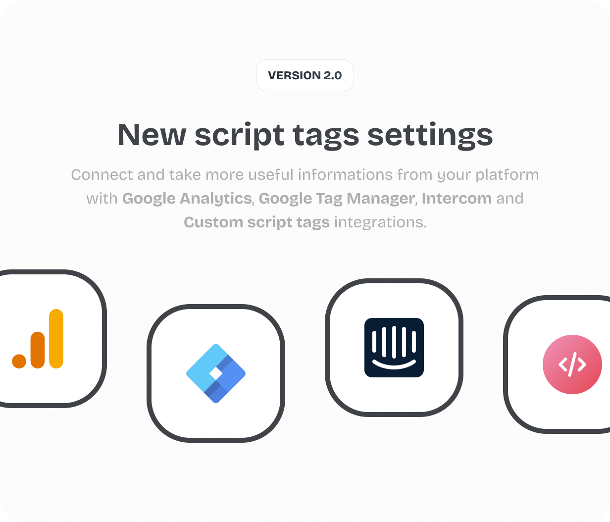 Script tags: Google Analytics, Google Tag Manager, Intercom and Custom script tags @heyaikeedo #aikeedo
