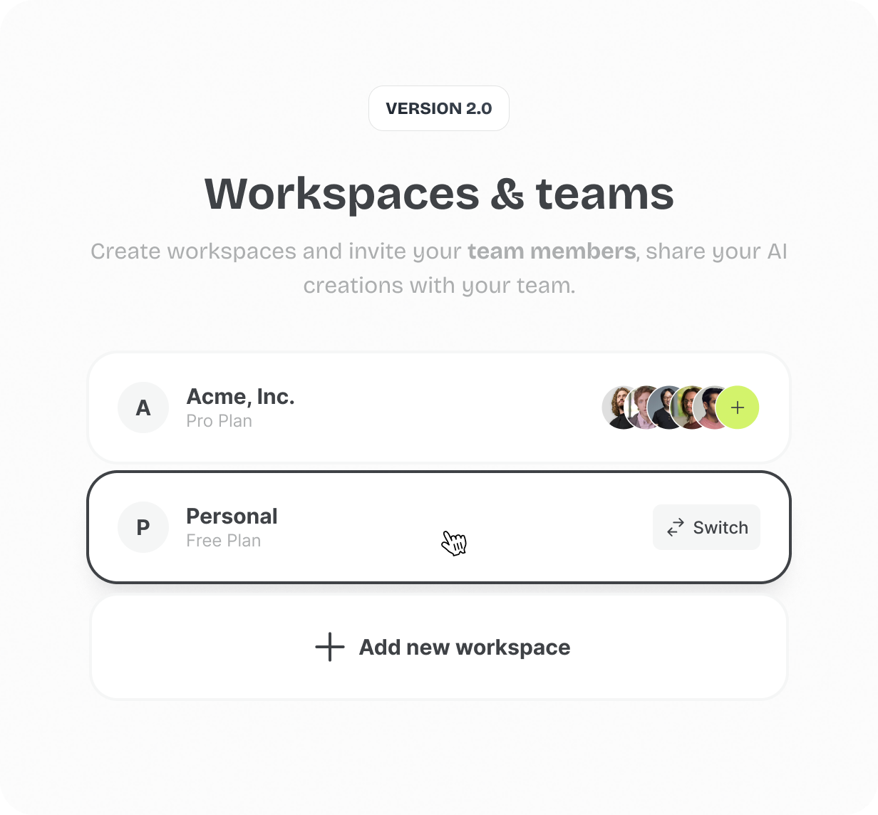 Workspaces and teams @heyaikeedo #aikeedo